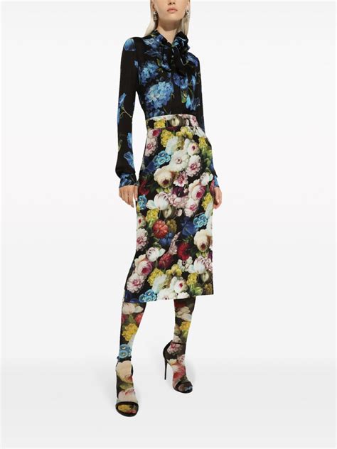 dolce gabbana floral printed silk shirtdress|dolce gabbana shirt women's.